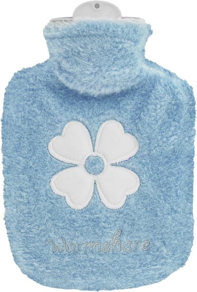 Warmwaterkruik met hoes, 500 ml, klein en draagbaar, lekvrij, wasbare mini-warmwaterkruik voor pijnverlichting bij buik, rug en nek, ideaal voor koude dagen
