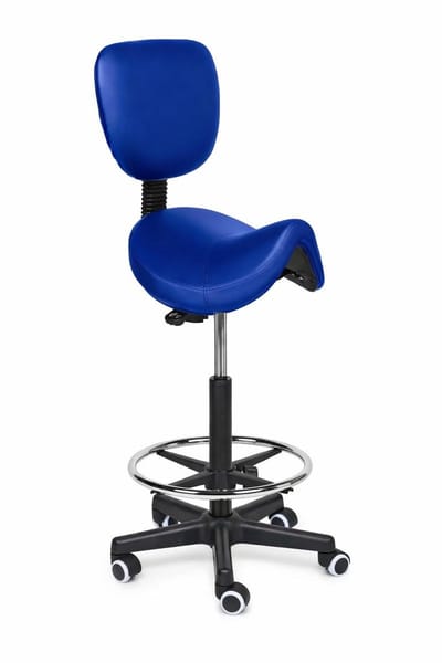 Dailygoods- Zadelkruk met Rugleuning Premium - Ergonomisch - Luxe Koud-Schuim Vulling - Draagkracht tot 175 kg - Op Wielen - Extra Dikke Zitting 5 cm - Bureaustoel