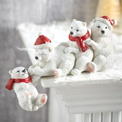 Kerstkabouter Oude Man Lakeside IJsbeer Zwarte Beer Plank Leuk Hars Tafelblad Kleine Ornamenten Huis Sfeer Decoratie white