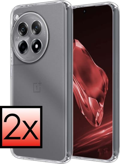 Hoesje - 2 Stuks - Geschikt voor OnePlus 12R - Sterk & Shockproof - Case Siliconen - Back Cover - Telefoon Hoes - Transparant