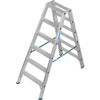 KRAUSE STABILO dubbele ladder R13 2x6 treden, 80 mm gatenpatroon zelfreinigend, sterke aluminium verbindingen, SafetyCap