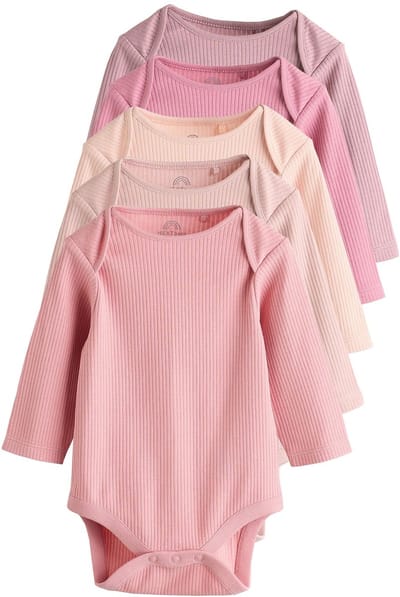 Next - Meisjes - Set van 5 babyrompertjes met lange mouwen - Roze
