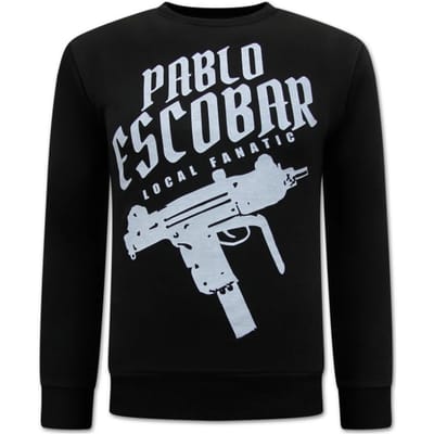 Pablo Escobar Uzi Opdruk Heren Sweater - Zwart
