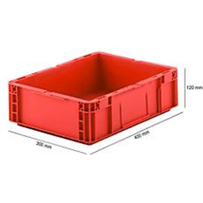 Stapelbak Euro serie MF 4120- polypropeen -  L 400 x B 300 x H 120 mm - 10 l - gesloten handgrepen - rood