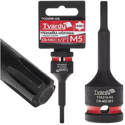 Tvardy Slagdop ribe M5 - chroom-molybdeenstaal - opname 12,7 mm - zwart - voor slagmoersleutel - auto, machinebouw en montagewerk