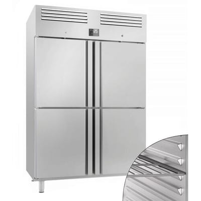 GGM Gastro Kühlschrank Edelstahl Premium PLUS - GN 2/1 - 1240 Liter - mit 4 Halbtüren Zilver