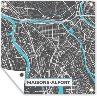 Tuin poster Stadskaart – Frankrijk – Kaart – Maisons-Alfort – Plattegrond - 200x200 cm - Tuindoek