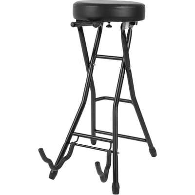 Tabouret de Guitare Pliable Hauteur 29,1 pouces Siège de Chaise de Guitare avec Coussin Rembourré Support Intégré black