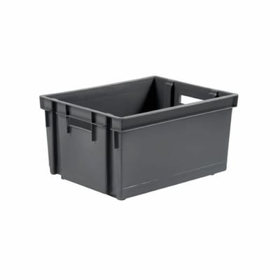 EDA Opbergkrat stapelbaar - kunststof - 10 Liter - L32 x B26 x H18 cm - grijs - opbergbak - opbergen