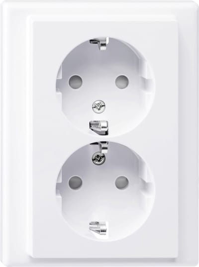Dubbel stopcontact - Inbouw - Randaarde - 2V - Verticaal - Beveiliging - Polarwit - M-Smart - Schneider Electric - MTN2420-1419