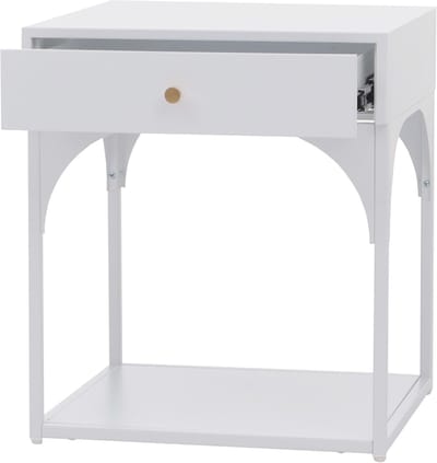 Nachtkastje MCW-O88, commode bijzettafel nachtkastje, lade metaal 50x43x41cm ~ wit