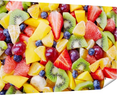 Gards Tuinposter Diverse Kleurrijke Fruit Achtergrond - 180x120 cm - Tuindoek - Tuindecoratie - Wanddecoratie buiten - Tuinschilderij