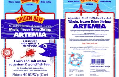 Golden Gate Artemia diepvries flatpack 907 gram | pekelgarnaal voor aquariumvissen Diepvries