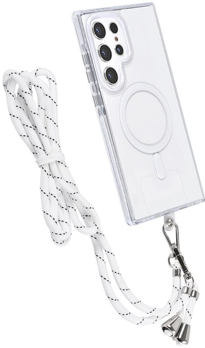 TUNIQ telefoonhoesje voor Samsung Galaxy S24 Ultra - MagSafe backcover met koord - Wit