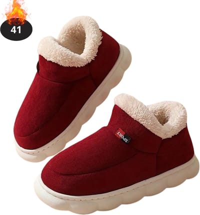 Nivard Warme Pantoffels - Sloffen - Slippers - Dames - Heren - Pluche - Maat 41 - Rood