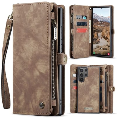 CaseMe Hoesje - Geschikt voor Samsung Galaxy S26 Ultra Hoesje - CaseMe 008 2-in-1 Book Case & Back Cover met Portemonnee - Bruin