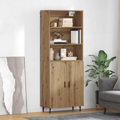 vidaXL - Highboard - 2 - st - Artisan - Eiken - 69,5 - x - 32,5 - x - 180 - cm - Bewerkt - hout