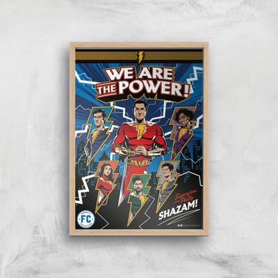 Shazam! Fury of the Gods We Are The Power! Giclee Art Print - A4 - Wooden Frame