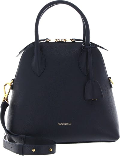 COCCINELLE Leren Handtas Schoudertas Gladys Handbag Grained Leather Midnight Blue Donkerblauw
