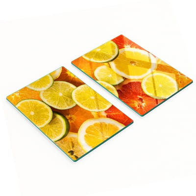Glazen snijplanken met citrusvruchtenafbeeldingen 2x40x52 cm