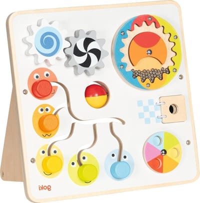 Activiteitenbord Hout - Motoriek Speelgoed - Kinderen Leren - Vele Speelelementen - 22.5 x 12 x 22 cm - Multicolor