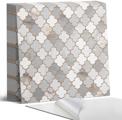 Coloray Plaktegels - Mozaïekpatroon met vormen Portugese Tegels - 30 cm x 30 cm - Grijs Plaktegels - 9 stuks - Vierkant PVC Tegels - Plaktegels Keuken - Zelfklevende Vloertegels - Vinyl Tegels - Zelfklevende Tegels