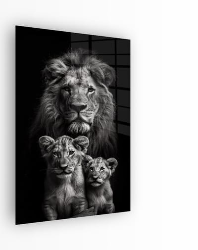Indoorart - Glasschilderij Leeuw Vaderliefde 40x60 CM - Afbeelding op plexiglas - Inclusief montagemateriaal