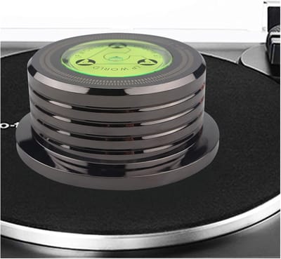 Platenspeler Stabilisator - LP Gewicht Klem - Vinyl Geluid Verbeteren - Met Ingebouwde Waterpas - 7mm As Gat - Helder Zwart