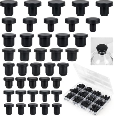 100 Stuks Rubberen Stoppen 8 Maten 4-9.5 mm Siliconen Stoppen Zwart
