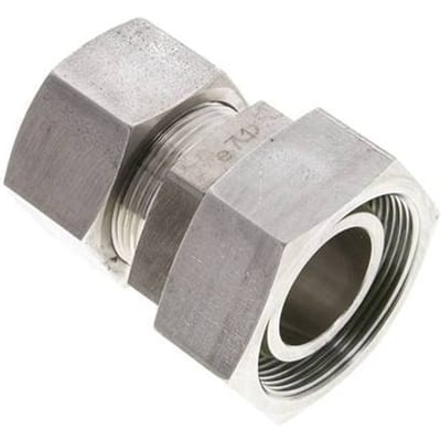 30S & 38S RVS Rechte Snijringkoppeling Draaidoorvoer 315bar FKM O-ring en Afdichtconus ISO 8434-1