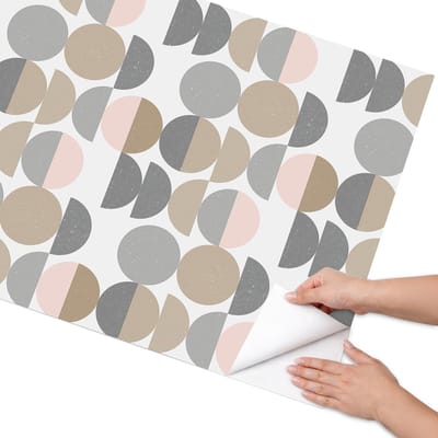 Coloray Meubel Wrap Folie - Beige Meubelfolie - 75x150 cm - Meubelfolie Zelfklevend Geometrische pasteltinten - Wrapfolie Keuken - Geometrische Meubelfolie - Decoratiefolie - Tafeldecoratie - Achtergronden en patronen