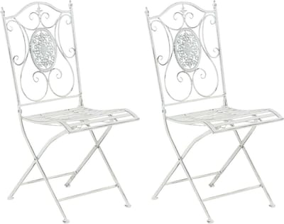CLP Sibell Set van 2 tuinstoelen - Opvouwbaar antiek/wit