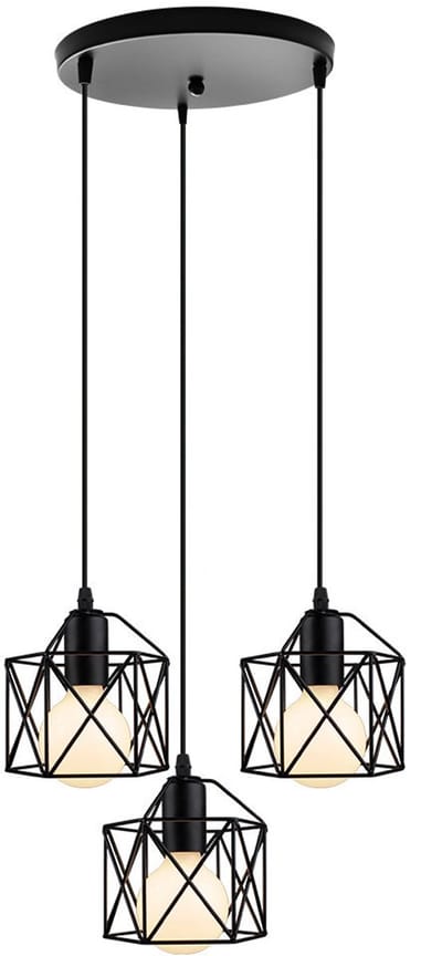 Hanglampen Eetkamer Moderne 3 Lichts Kroonluchter Industrieel Plafondlamp Slaapkamer Woonkamer Zwart