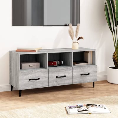vidaXL - Tv-meubel - 102x35x50 - cm - bewerkt - hout - grijs - sonoma - eikenkleurig