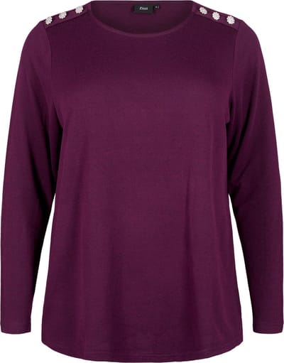 ZIZZI VLUCCA, L/S, BUTTON BLOUSE Dames Blouse - Purple - Maat S (42-44)