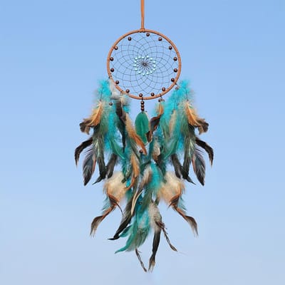 Geavanceerde Turkoois Agaat Boom Dromenvanger Hangende Decoratie Kleurrijke Veer Windgong Muurdecoratie Hangend gray