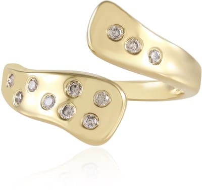 Cavill - Verstelbare Zilveren Ring 925 Sterling Zilver Verguld - 11 I2 Bruine Diamanten Ronde Briljant - Luxe Moderne Ring Bezel Afwerking - 20x20 mm