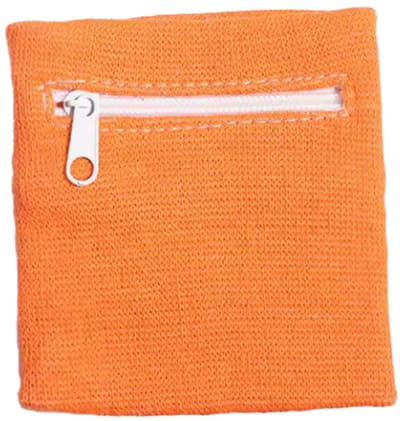 Zweetbandje met rits - Polsbandje met opbergvak - Sweatband - Sportbandje - Wristbands - Oranje - 8x8 cm - Jonyx