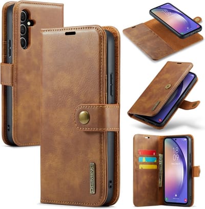 DG.MING Hoesje - Geschikt voor Samsung Galaxy A54 Hoesje - DG.MING 2-in-1 Book Case & Back Cover - Bruin