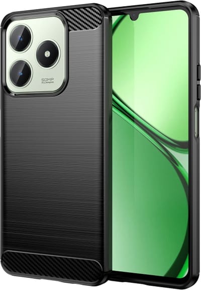 Hoesje geschikt voor Realme C63 / C61 - Techsuit Carbon Silicone Back Cover - Zwart