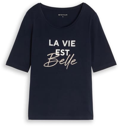 Tom Tailor - Slim fit T-shirt met print - Maat XL - sky captain blue