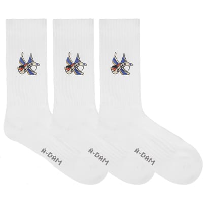 A-DAM  3-pack Crew Socks Adam Bird White Size: 36-40 | Underwear Outlet | Unisex | Wit