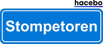 Hacebo - Plaatsnaam Sticker - 29x10 CM - Stompetoren sticker - Verkeersborden sticker - grappige cadeaus - Stompetoren