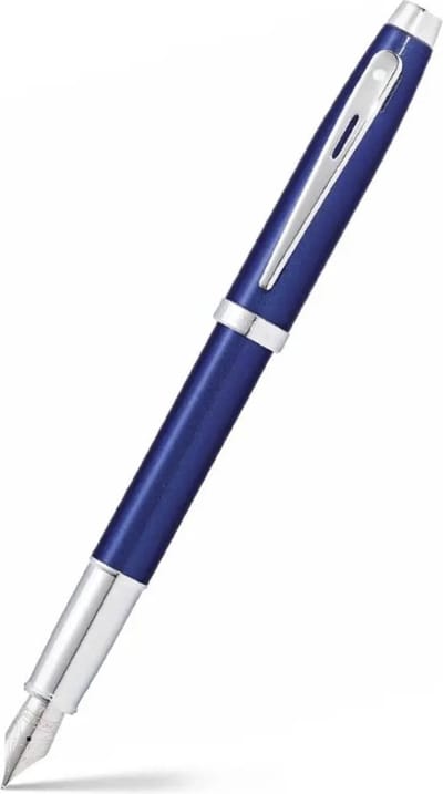 Sheaffer vulpen - 100 - glanzend blauw met chroom - penpunt M - inclusief convertor voor vulling