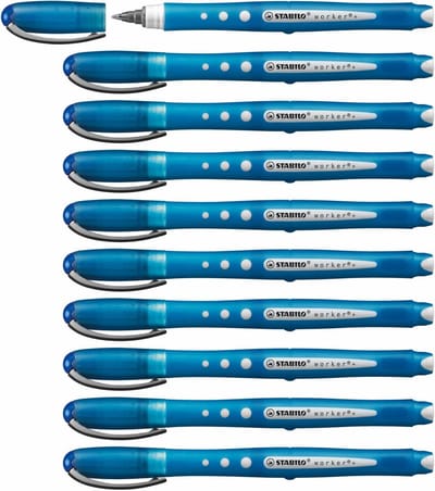 STABILO worker+ colorful - Rollerball Pen 0.5 mm - Blauw - Doos 10 stuks