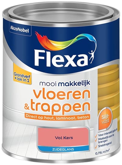 Flexa - Mooi Makkelijk Vloeren & Trappen Zijdeglans - Vol Kers - Mengverf - 750 Ml