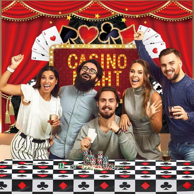 Casino Thema Decoratieset: Achtergrond & Poker Tafelkleed voor Las Vegas Themafeest