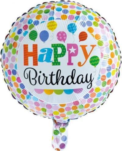 Folie Ballon Happy Birthday Stippen 46 cm