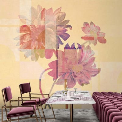 Fotobehang queensgarden2 DD121916 Livingwalls Walls by Patel 3 Geel Roze Vlies 270 x 400 cm (4 delen) Fotobehang