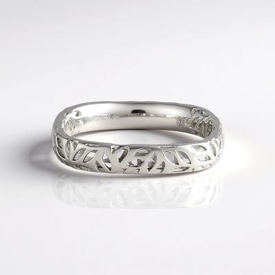 Cavill - 925 Sterling Zilveren Ring - Gerhodineerd - Filigraan Bladmotief - Luxe Opengewerkte Smalle Zilveren Ring Dames - 21x21 mm - Ca 1 5 g